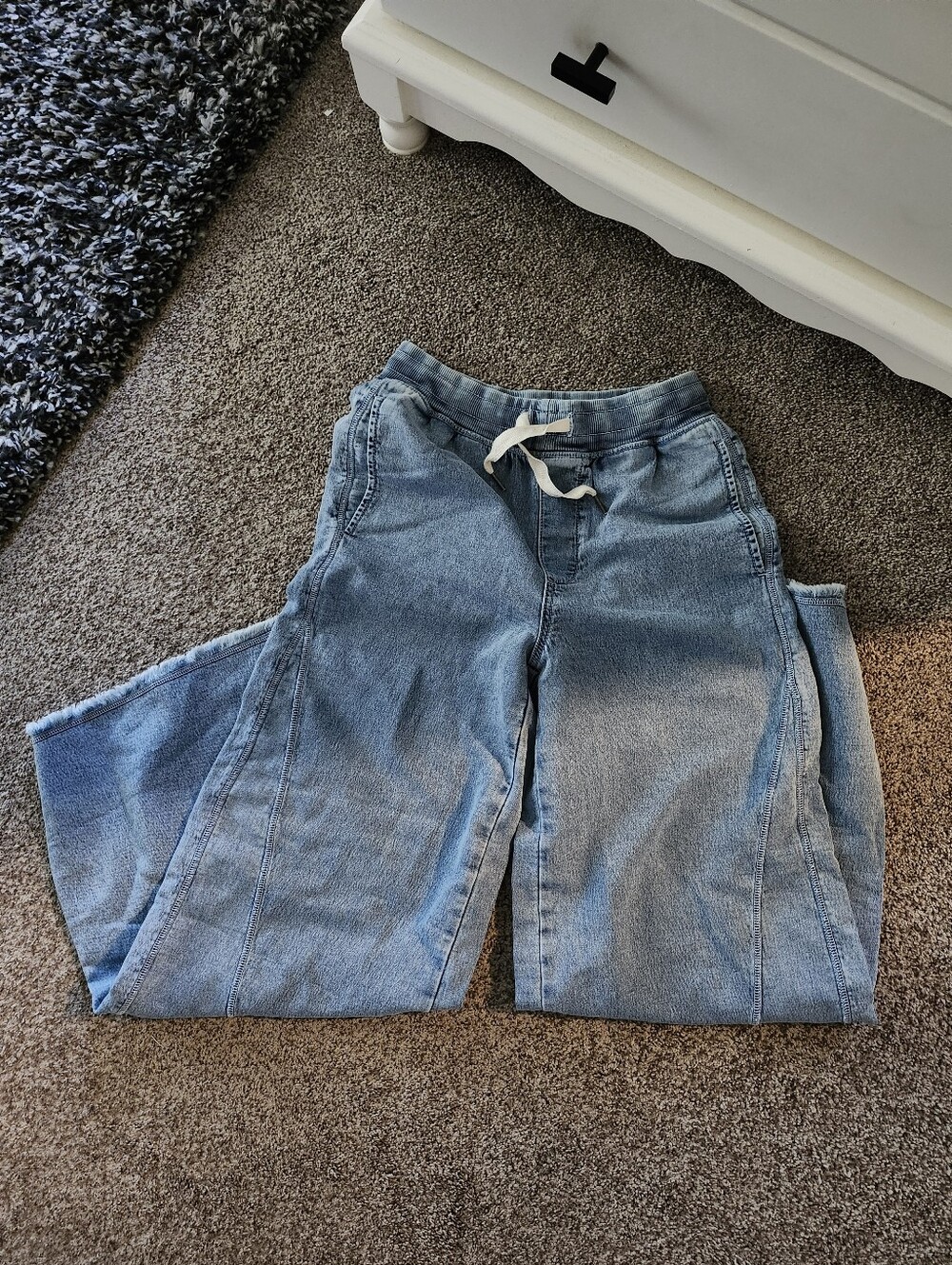 Aerie Light Blue Women's Wide-Leg Drawstring Pull on Jeans Sz Xs